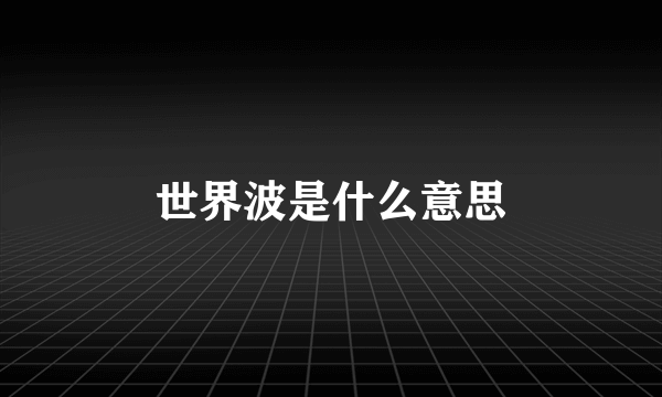 世界波是什么意思