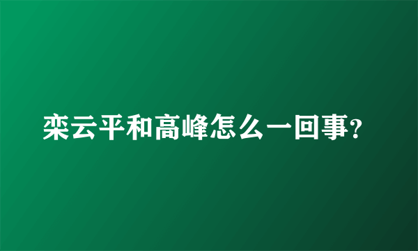 栾云平和高峰怎么一回事？