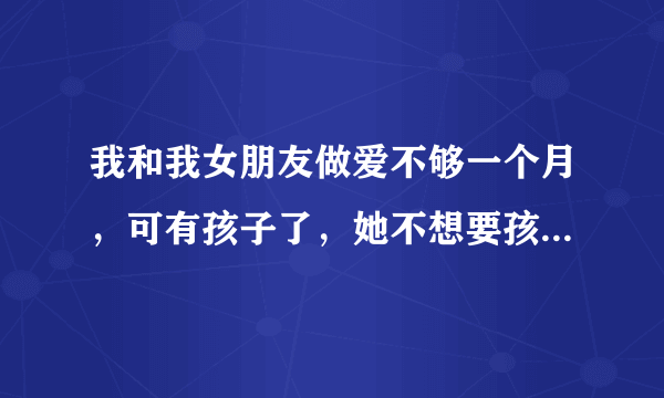 我和我女朋友做爱不够一个月，可有孩子了，她不想要孩...