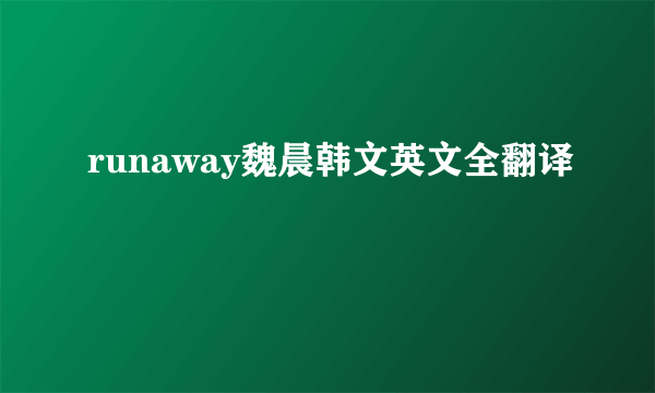 runaway魏晨韩文英文全翻译