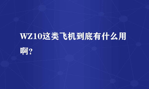 WZ10这类飞机到底有什么用啊？