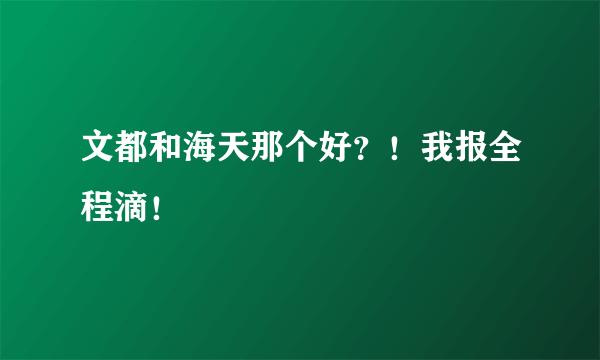 文都和海天那个好？！我报全程滴！