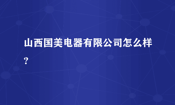 山西国美电器有限公司怎么样？