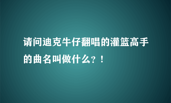 请问迪克牛仔翻唱的灌篮高手的曲名叫做什么？!