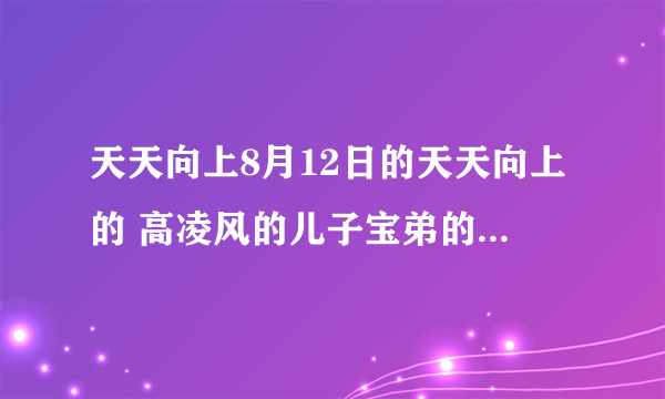 天天向上8月12日的天天向上的 高凌风的儿子宝弟的个人资料!