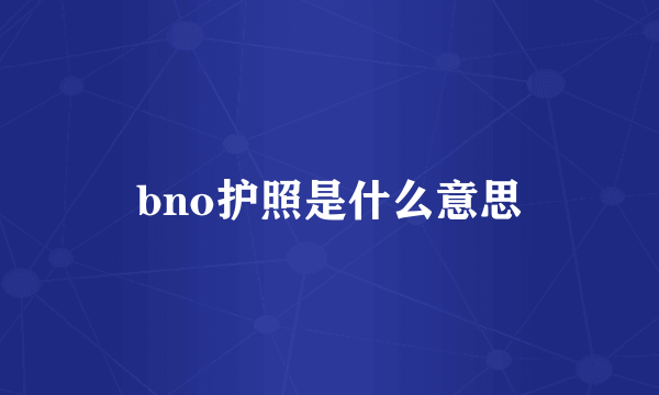 bno护照是什么意思