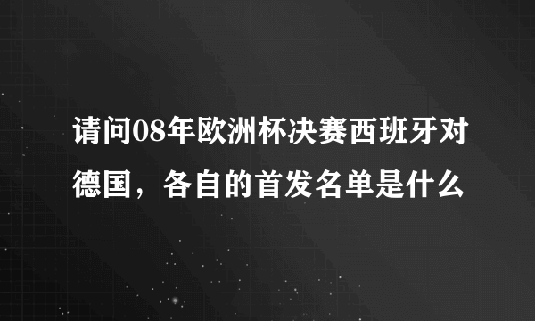 请问08年欧洲杯决赛西班牙对德国，各自的首发名单是什么