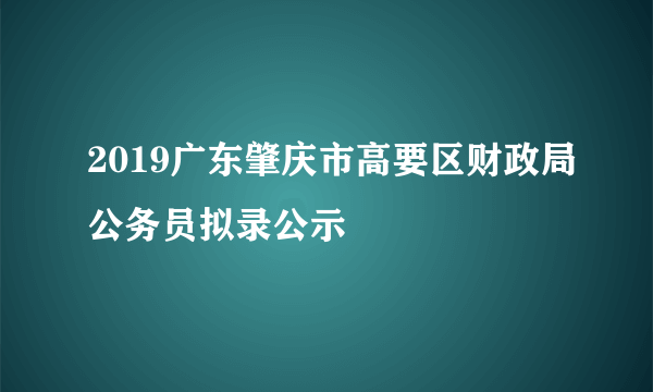 2019广东肇庆市高要区财政局公务员拟录公示