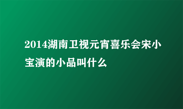 2014湖南卫视元宵喜乐会宋小宝演的小品叫什么