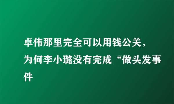 卓伟那里完全可以用钱公关，为何李小璐没有完成“做头发事件