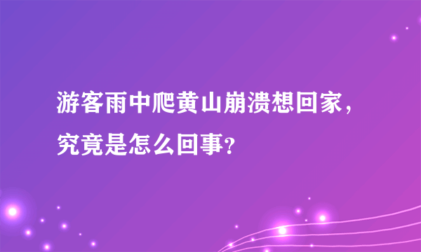 游客雨中爬黄山崩溃想回家，究竟是怎么回事？