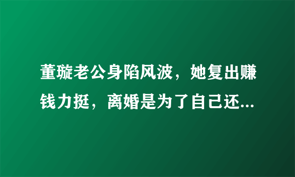 董璇老公身陷风波，她复出赚钱力挺，离婚是为了自己还是丈夫好？