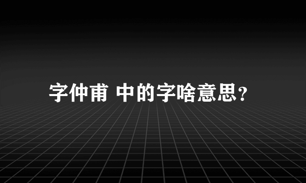 字仲甫 中的字啥意思？