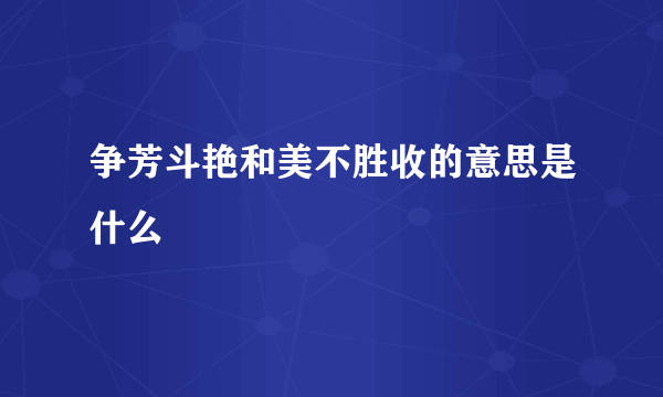 争芳斗艳和美不胜收的意思是什么