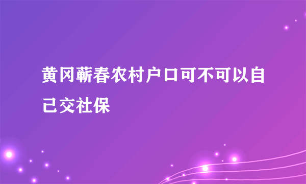 黄冈蕲春农村户口可不可以自己交社保