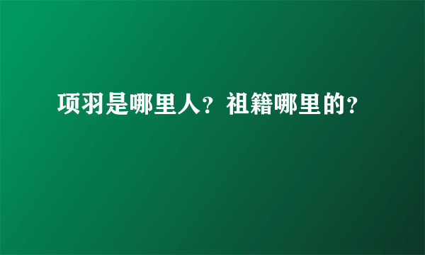 项羽是哪里人？祖籍哪里的？