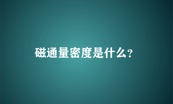 磁通量密度是什么？