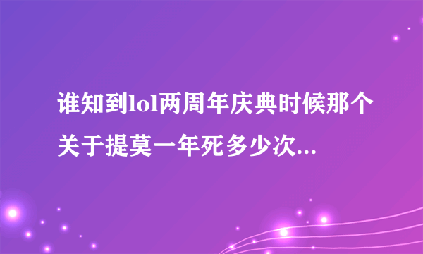 谁知到lol两周年庆典时候那个关于提莫一年死多少次的视频在哪能？