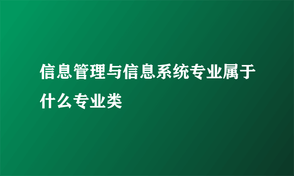 信息管理与信息系统专业属于什么专业类