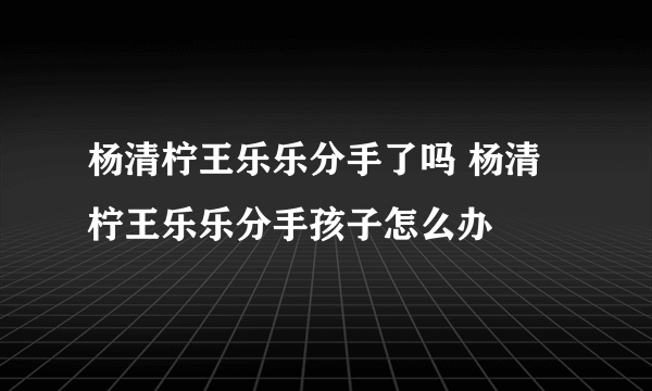 杨清柠王乐乐分手了吗 杨清柠王乐乐分手孩子怎么办