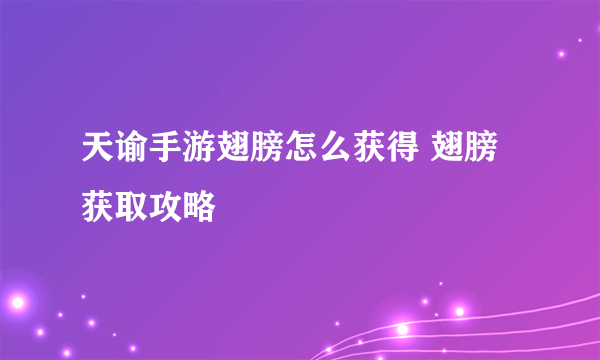 天谕手游翅膀怎么获得 翅膀获取攻略