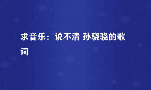 求音乐：说不清 孙骁骁的歌词