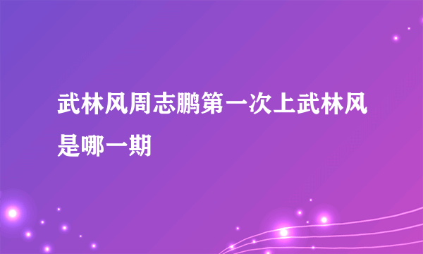 武林风周志鹏第一次上武林风是哪一期