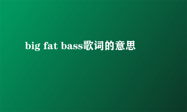 big fat bass歌词的意思