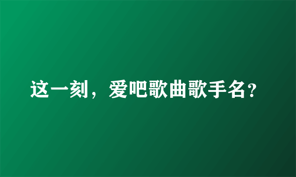 这一刻，爱吧歌曲歌手名？