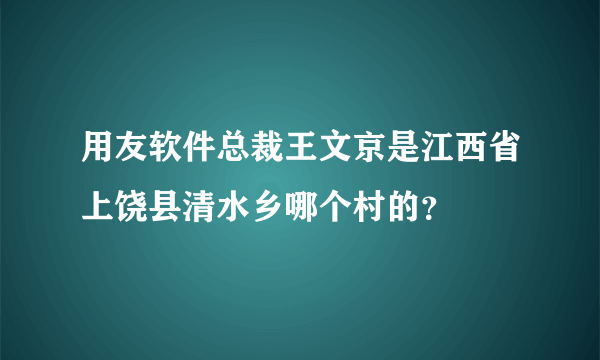 用友软件总裁王文京是江西省上饶县清水乡哪个村的？