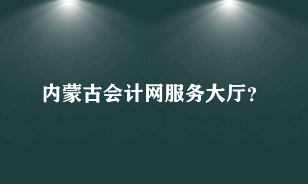 内蒙古会计网服务大厅？