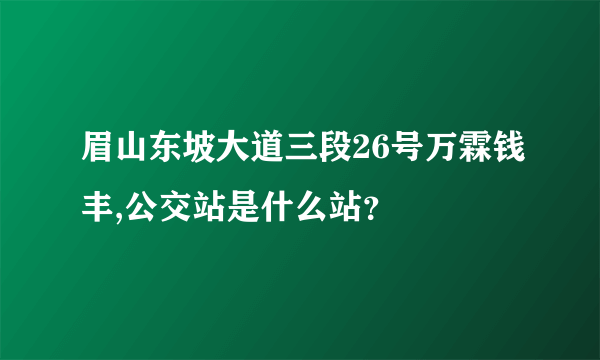 眉山东坡大道三段26号万霖钱丰,公交站是什么站？