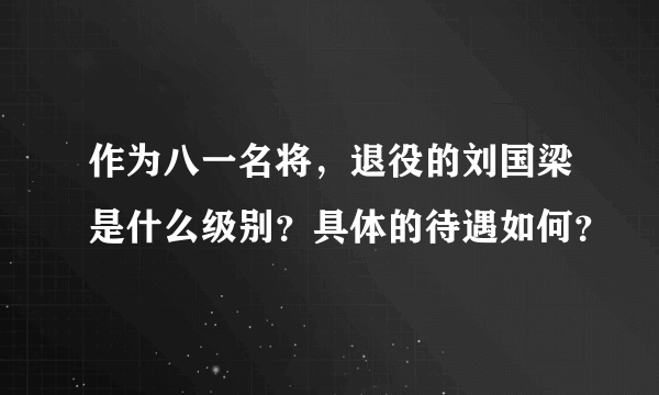 作为八一名将，退役的刘国梁是什么级别？具体的待遇如何？