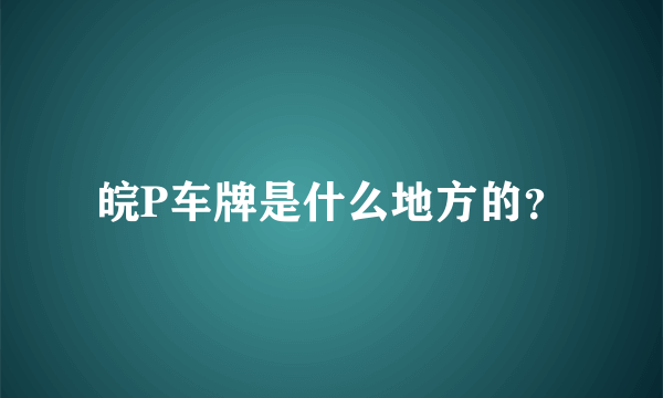 皖P车牌是什么地方的？