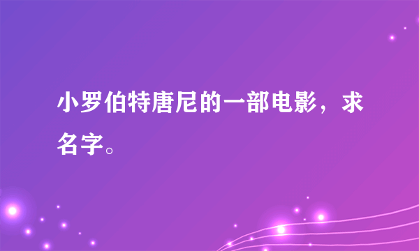 小罗伯特唐尼的一部电影，求名字。