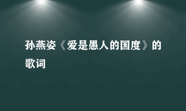 孙燕姿《爱是愚人的国度》的歌词