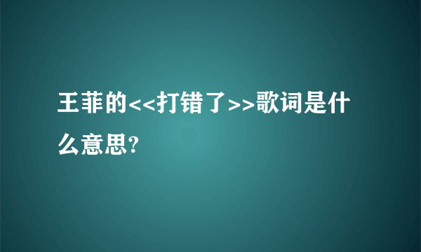 王菲的<<打错了>>歌词是什么意思?