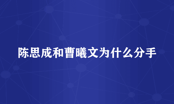 陈思成和曹曦文为什么分手