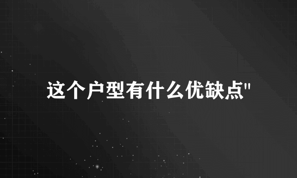 这个户型有什么优缺点