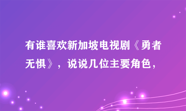 有谁喜欢新加坡电视剧《勇者无惧》，说说几位主要角色，