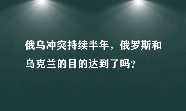 俄乌冲突持续半年，俄罗斯和乌克兰的目的达到了吗？