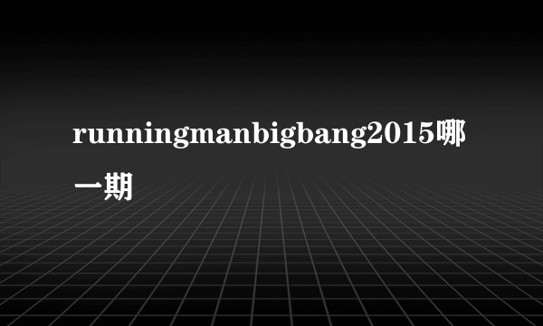 runningmanbigbang2015哪一期