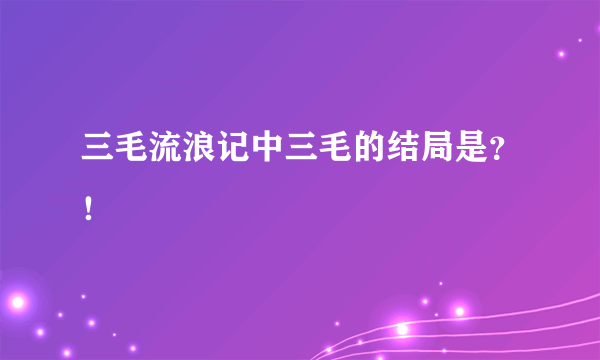 三毛流浪记中三毛的结局是？！