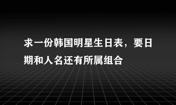 求一份韩国明星生日表，要日期和人名还有所属组合