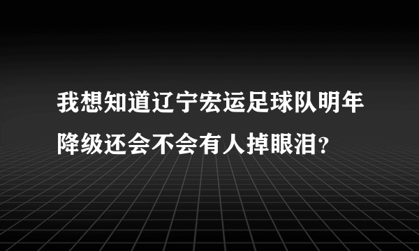 我想知道辽宁宏运足球队明年降级还会不会有人掉眼泪？