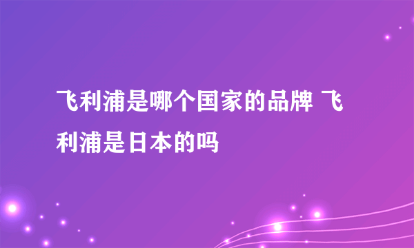 飞利浦是哪个国家的品牌 飞利浦是日本的吗