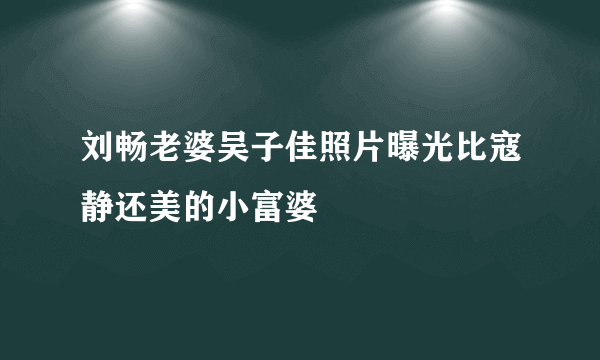 刘畅老婆吴子佳照片曝光比寇静还美的小富婆