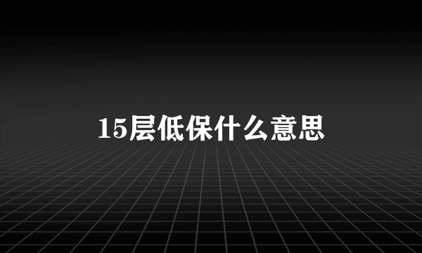 15层低保什么意思