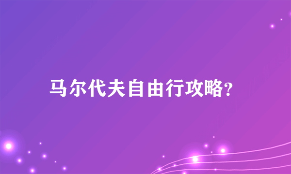 马尔代夫自由行攻略？