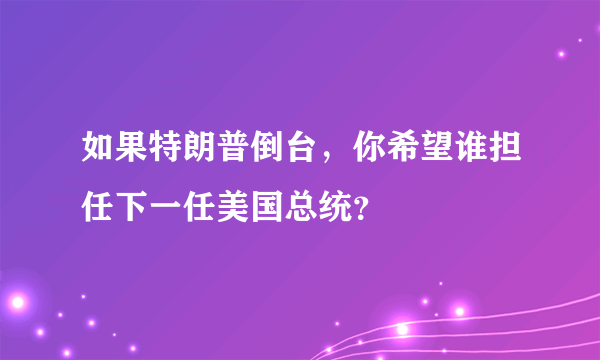 如果特朗普倒台，你希望谁担任下一任美国总统？